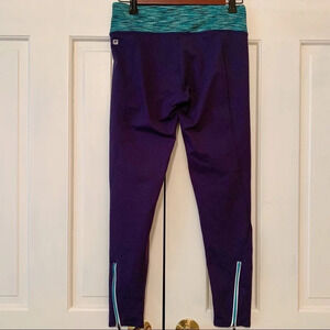 Fabletics Zipper Leggings Navy Blue Teal